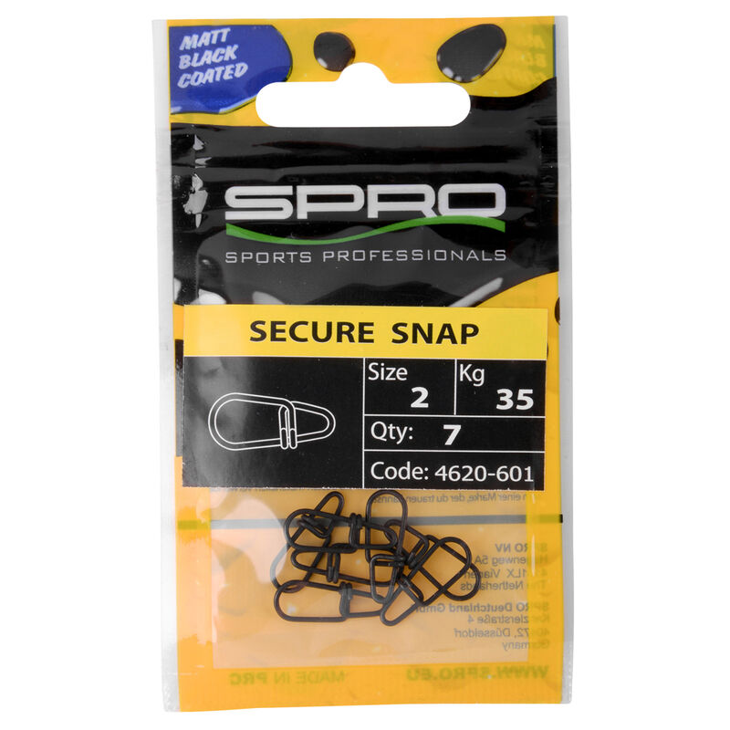 Agrafe carnassier spro matt black secure snap (x7) - Agrafes | Pacific P&ecirc;che