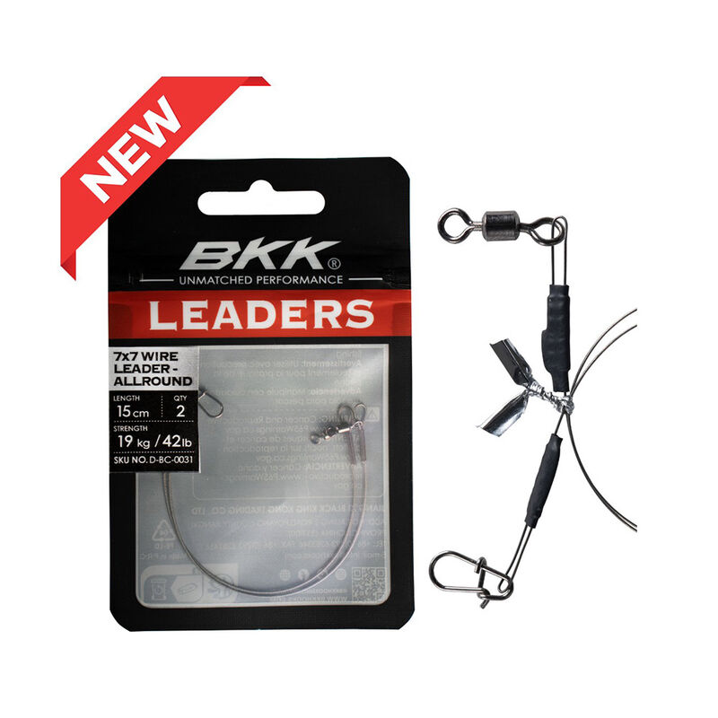 Bas de ligne acier BKK 7x7 Wire Leader Allround 25cm (x2) - Bas de ligne mont&eacute;s | Pacific P&ecirc;che