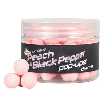 Pop up Dynamite Baits N-Ticers Peach & Black Pepper 15mm - Flottantes | Pacific P&ecirc;che