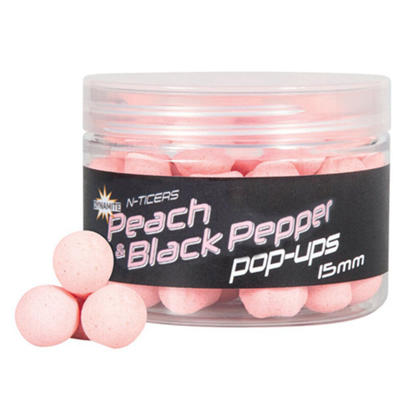 Pop up Dynamite Baits N-Ticers Peach & Black Pepper 15mm - Flottantes | Pacific P&ecirc;che