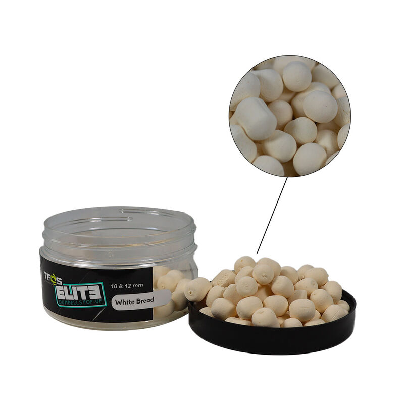 Dumbells Pop Up Teos Elite 10/12mm White Bead - Dumbells / Bouillettes | Pacific P&ecirc;che