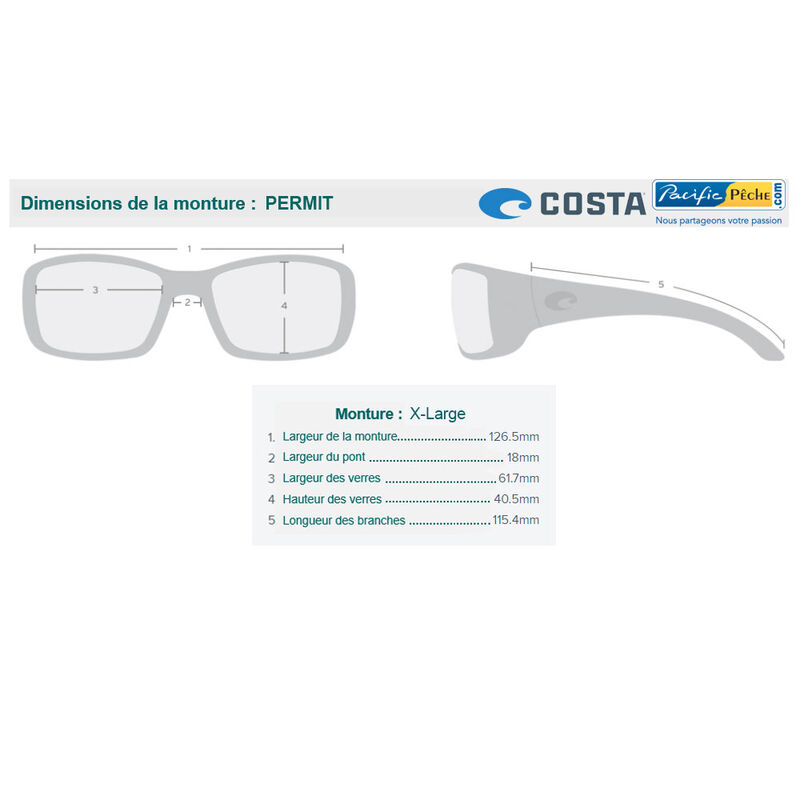 Lunettes polarisantes costa permit (verres polycarbonate 580p) - Polarisantes | Pacific Pêche