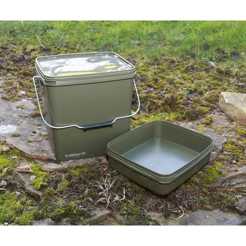 Seau carpe trakker olive square bucket - Seaux | Pacific P&ecirc;che