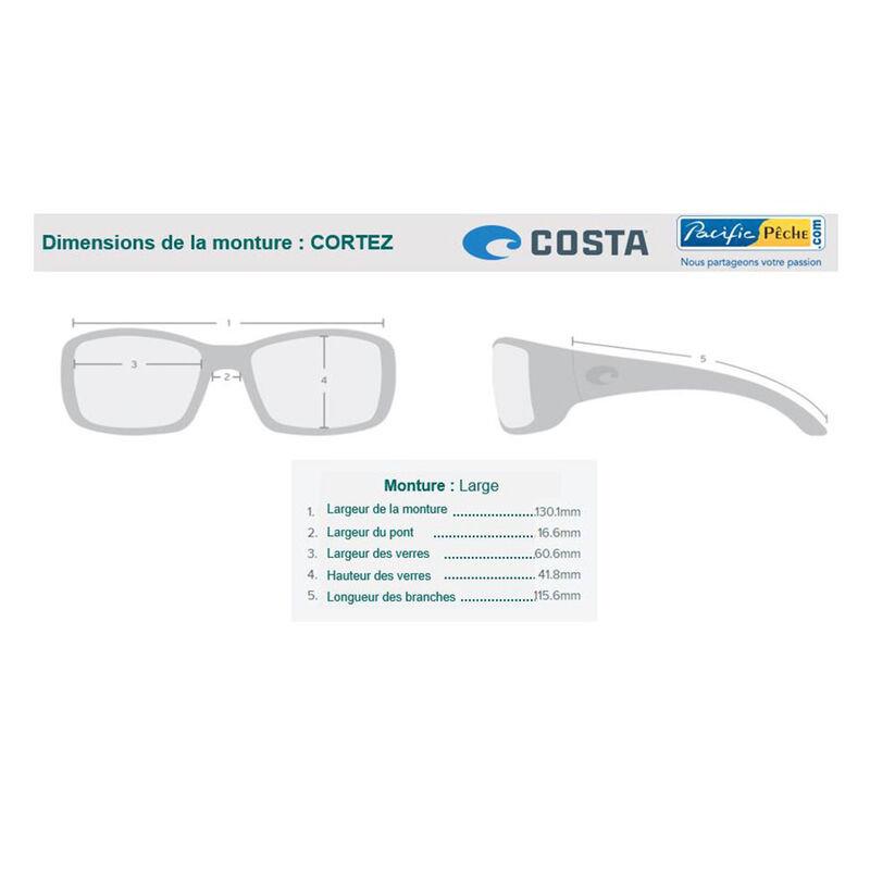Lunettes polarisantes costa cortez blackout (verres minéraux 580g) - Lunettes polarisantes | Pacific Pêche