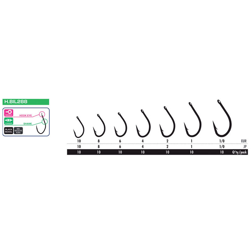 Hame&ccedil;on Hayabusa H.Bil 288 Black Nickel - Hame&ccedil;ons | Pacific P&ecirc;che