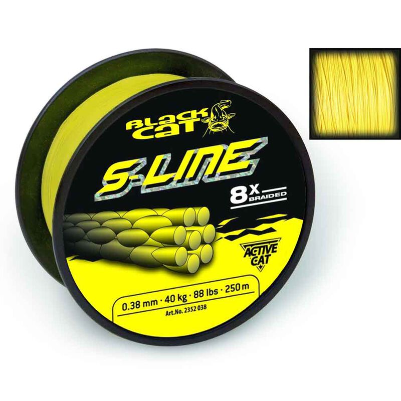 Tresse 8 brins silure black cat s-line jaune 250m - Tresses | Pacific Pêche