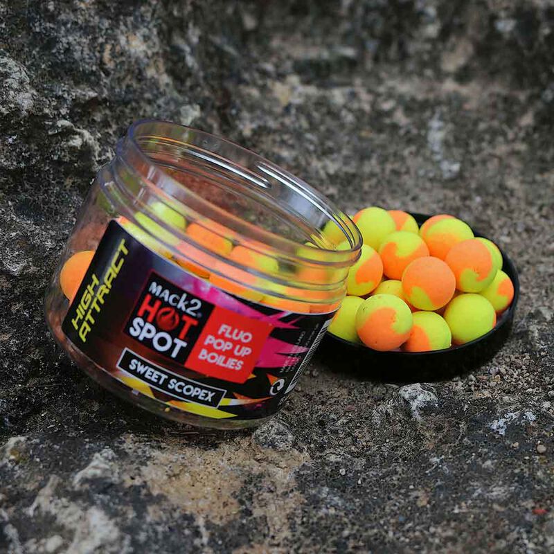 Bouillettes flottantes mack2 sweet scopex high attract fluo pop up two tone - Flottantes | Pacific P&ecirc;che