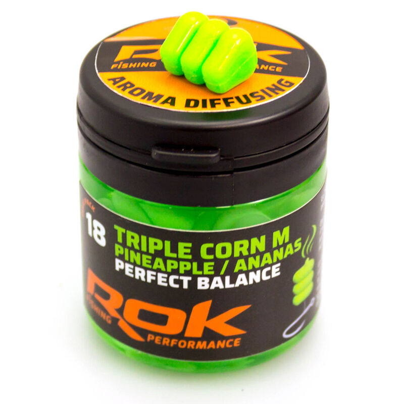 Maïs artificiels carpe rok triple corn medium perf balance+dip (x18) - Imitations | Pacific Pêche
