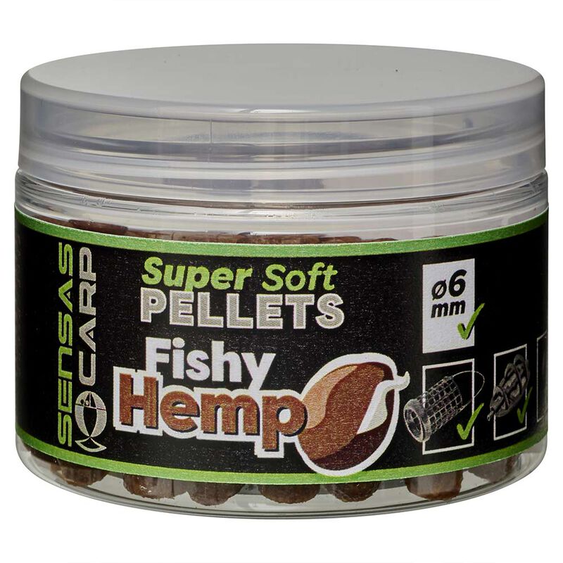 Pellet Sensas Super Soft Pellets 6 mm fishy Hemp 60g - Pellets Mous | Pacific P&ecirc;che