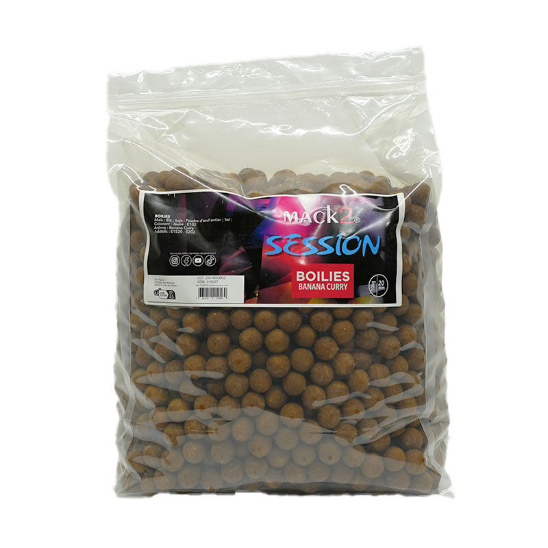 Bouillettes Mack2 Session Banana Curry 20 mm 10 kg - Equilibr&eacute;es | Pacific P&ecirc;che