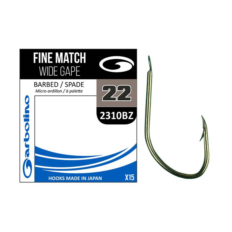 Hameçon non monté Garbolino Fine Match Wide Gape (x15) - Hameçons non Montés | Pacific Pêche