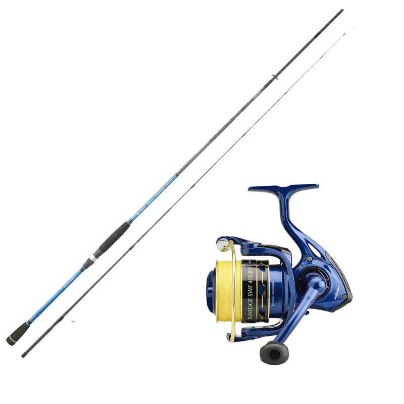 Ensemble pêche aux leurres Sunset Atom SW Spinning 2.40m, 10-40g + Moulinet Sunedge SWF 4503fd + Tresse - Packs et ensembles | Pacific Pêche