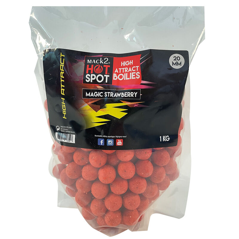 Bouillettes Mack2 High Attract STRAWBERRY 20mm 1kg - Denses | Pacific P&ecirc;che