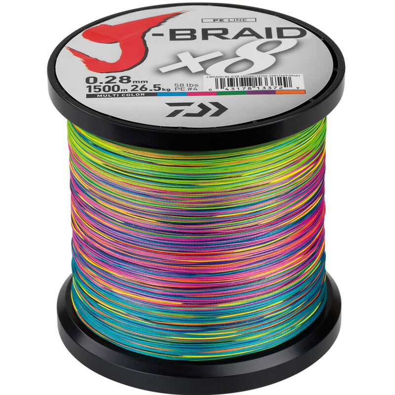 Tresse daiwa jbraid 8 brins multi-color 1500m - Tresses | Pacific Pêche