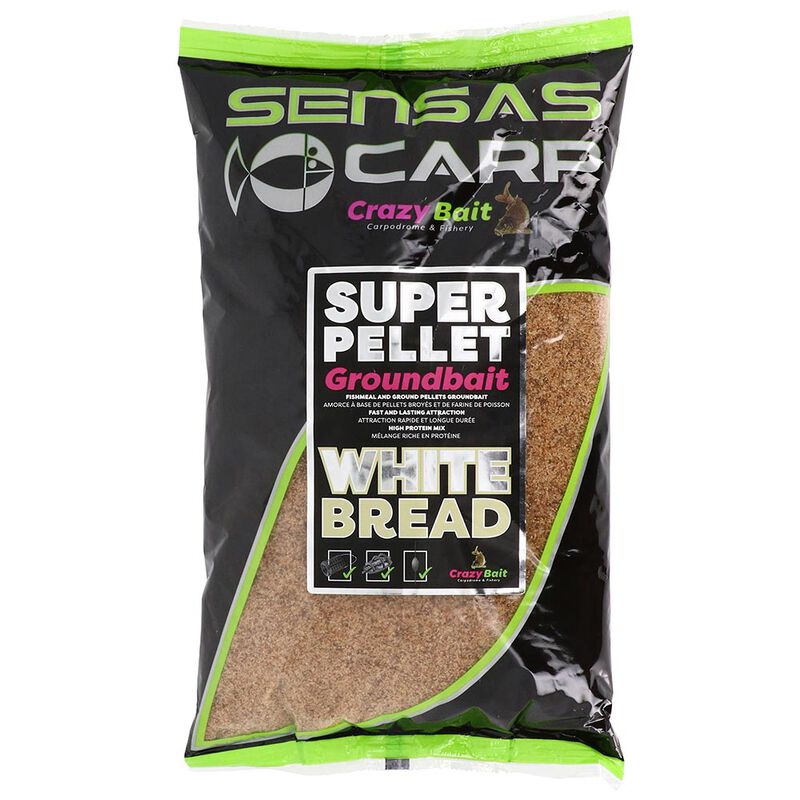Amorce sensas crazy bait super pellet groundbait white bread 1kg - Destockage | Pacific P&ecirc;che