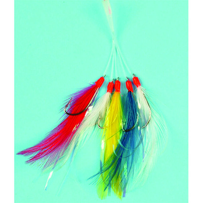 Bas de ligne mer flashmer plume filament 5 hamecons 2/0 - Bas de Lignes / Lignes Montées | Pacific Pêche