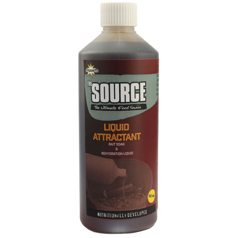 Liquide de trempage carpe dynamite baits the source liquid attract./re-hydration soak 500ml - Boosters / dips | Pacific Pêche