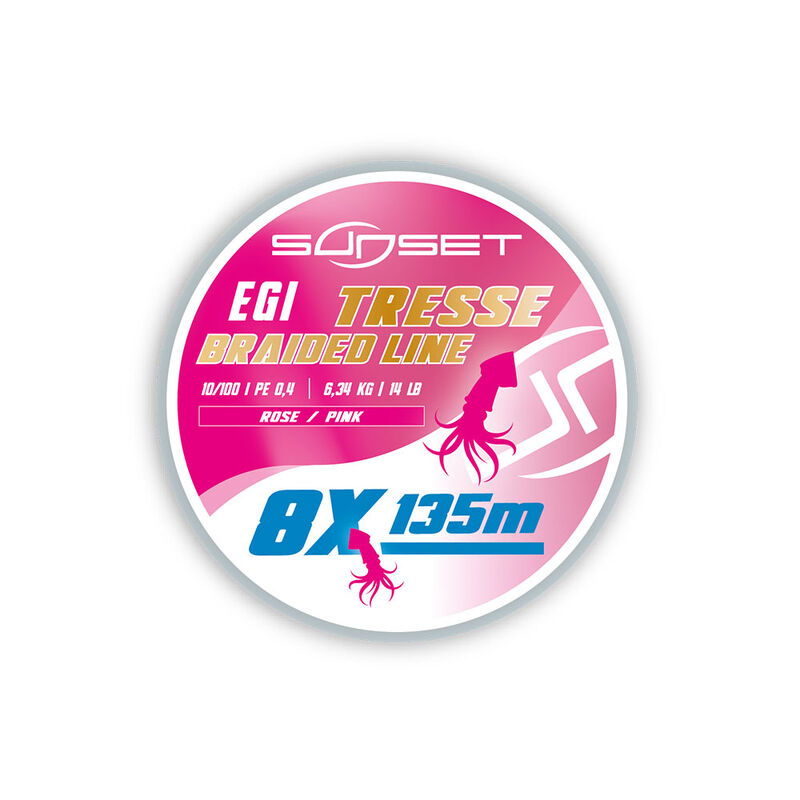 Tresse Sunset Eging Fluo Rose RS x8 150 m - Tresses | Pacific P&ecirc;che