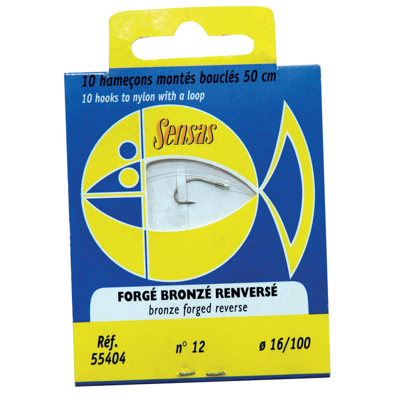 10 hame&ccedil;ons mont&eacute;s sensas forg&eacute;s bronze renvers&eacute; boucl&eacute;s 50cm - Hame&ccedil;ons &agrave; Palettes | Pacific P&ecirc;che