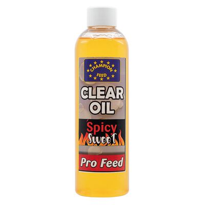 Huile Champion Feed Clear Oil Spicy Sweet 250ml - Appâts / amorces | Pacific Pêche