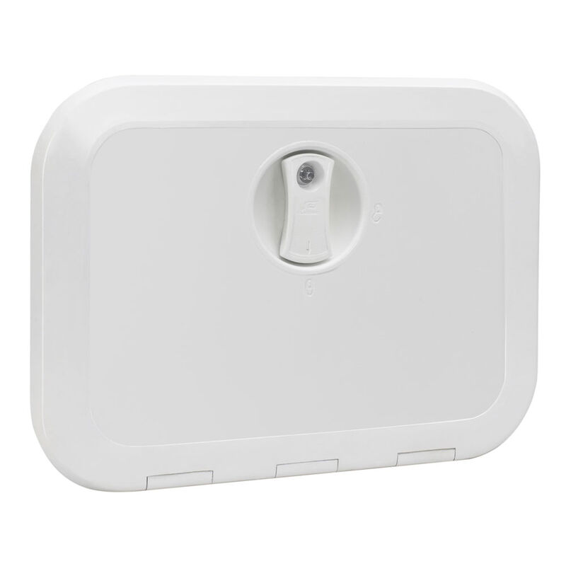 Trappe d'acces blanche + serrure plastimo - Aménagement Barque | Pacific Pêche