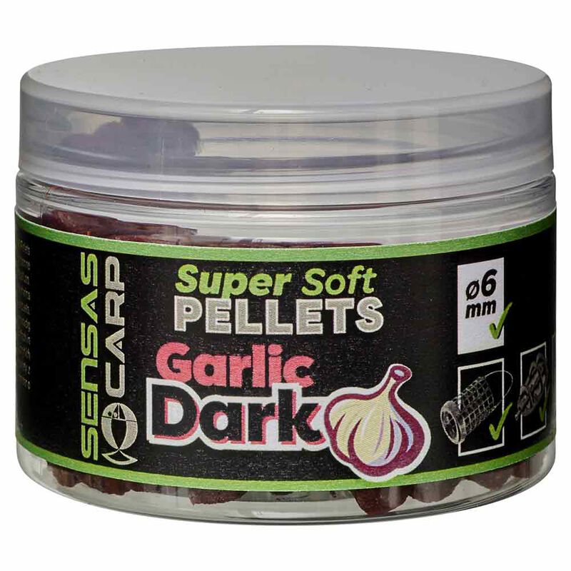 Pellet Sensas Super Soft Pellets 6 mm Garlic Dark 60g - Pellets Mous | Pacific P&ecirc;che