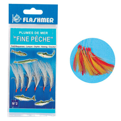 Plumes de Mer Fine Flashmer 6 Hameçons N°4 Couleur - Trains de Plumes | Pacific Pêche