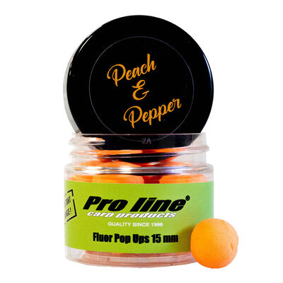 Bouillettes flottantes carpe proline peach pepper pop-ups 15mm 50ml - Flottantes | Pacific Pêche