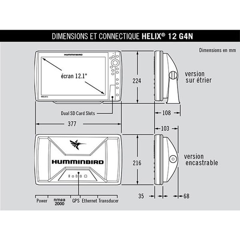 Sondeur Humminbird Helix 12 G4N Chirp + Mega SI+ - Sondeurs | Pacific Pêche