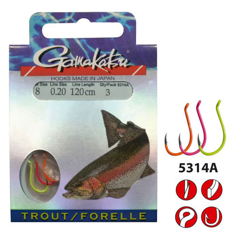 Bas de Ligne Montées Gamakatsu Booklet Trout LS-5314,120cm (x3) - Hameçons montés | Pacific Pêche