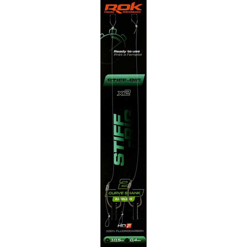 Bas de Ligne Rok Stiff Rig Curve Shank Barbless (x2) - Bas de Ligne Mont&eacute;s | Pacific P&ecirc;che