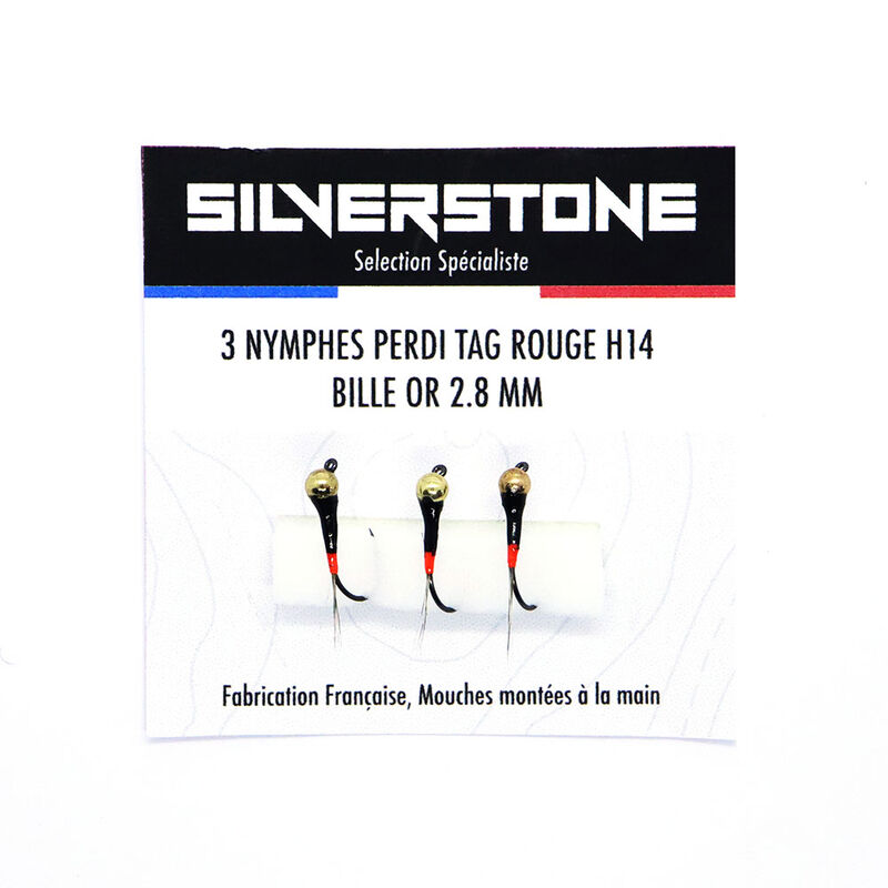 Kit 3 nymphes perdigones tag rouge h14 bille or tung 2,8 mm - Nymphes | Pacific Pêche