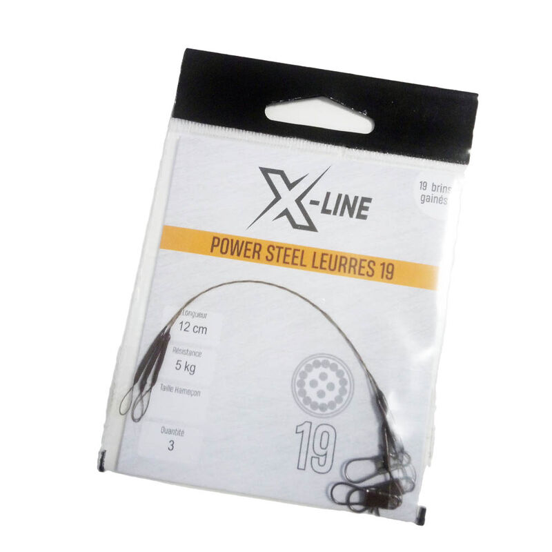 Bas de ligne acier carnassier x-line power steel 19 brins 70cm (x3) - Bas de ligne montés | Pacific Pêche