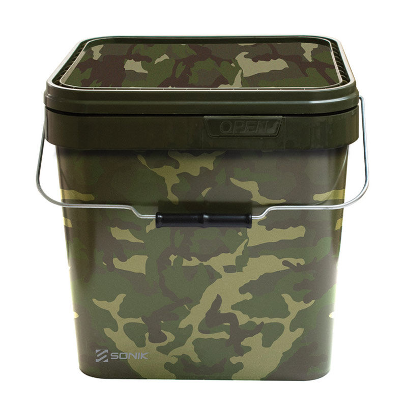 Seau Carr&eacute; Sonik Camo Square Bucket Camouflage 10L - Seau Souple | Pacific P&ecirc;che