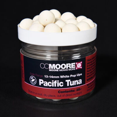 Bouillettes flottantes carpe cc moore pacific tuna white pop ups 13/14mm (x35) - Flottantes | Pacific Pêche