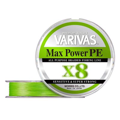 Tresse 8 brins Varivas MAX POWER PE X8 LIME GREEN 150M - Tresses | Pacific Pêche