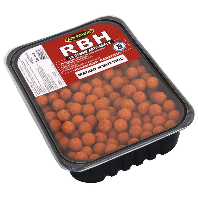 Bouillettes carpe fun fishing rbh boilies mango n&rsquo;butiric 1kg - Denses | Pacific P&ecirc;che