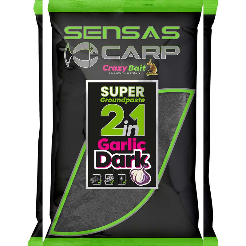 Pate d'Eschage Sensas Super Groundpaste 2en1 Garlic Dark 1kg - P&acirc;tes D'eschage | Pacific P&ecirc;che