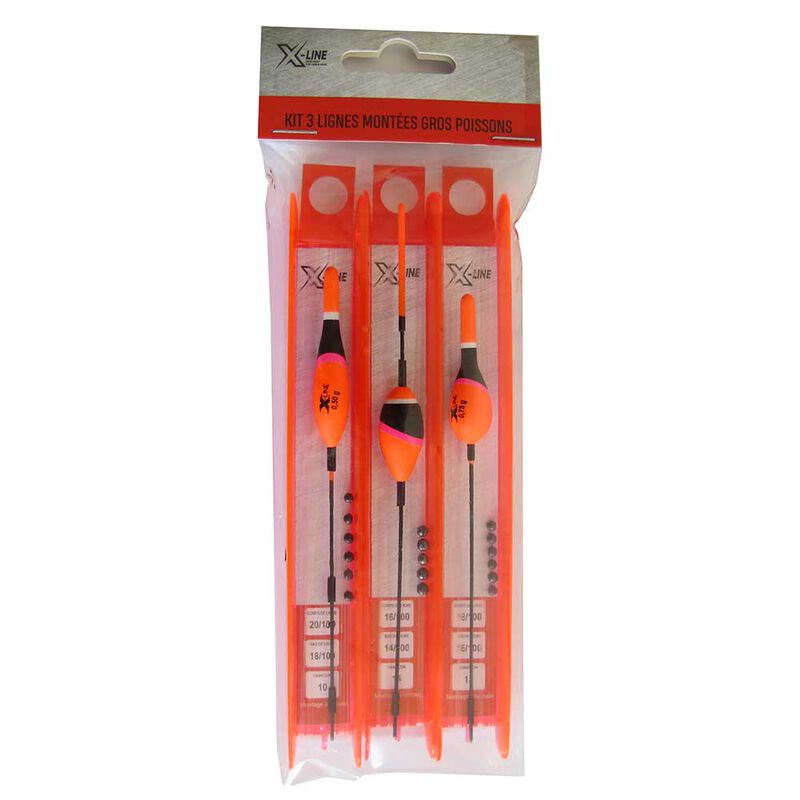 Kit de 3 lignes montées coup x-line gros poissons - Lignes Montées | Pacific Pêche