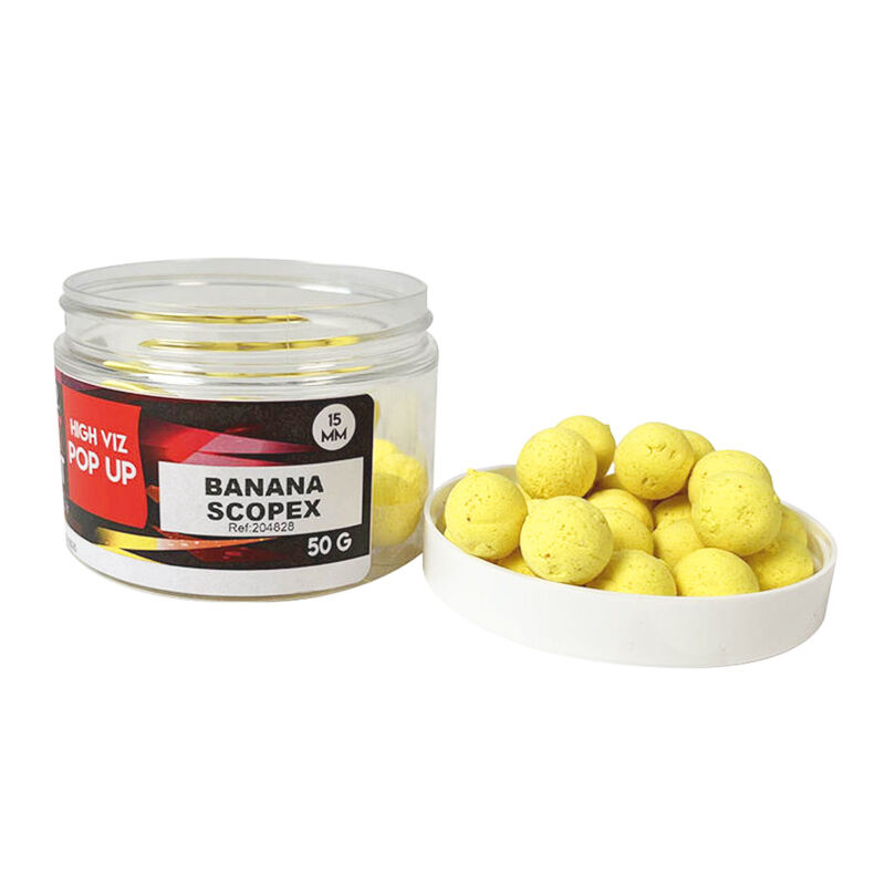 Bouillettes flottantes carpe mack2 high viz pop up Scopex Banane 15mm 50g - Flottantes | Pacific P&ecirc;che
