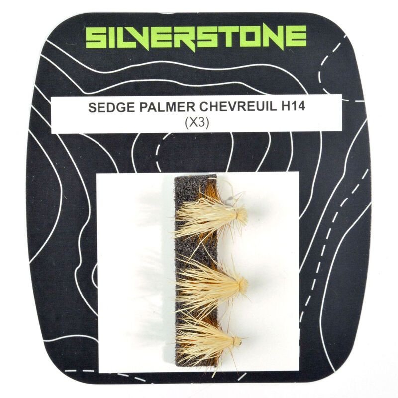 Mouche sèche silverstone sedge palmer chevreuil h14 (x3) - Sèches | Pacific Pêche