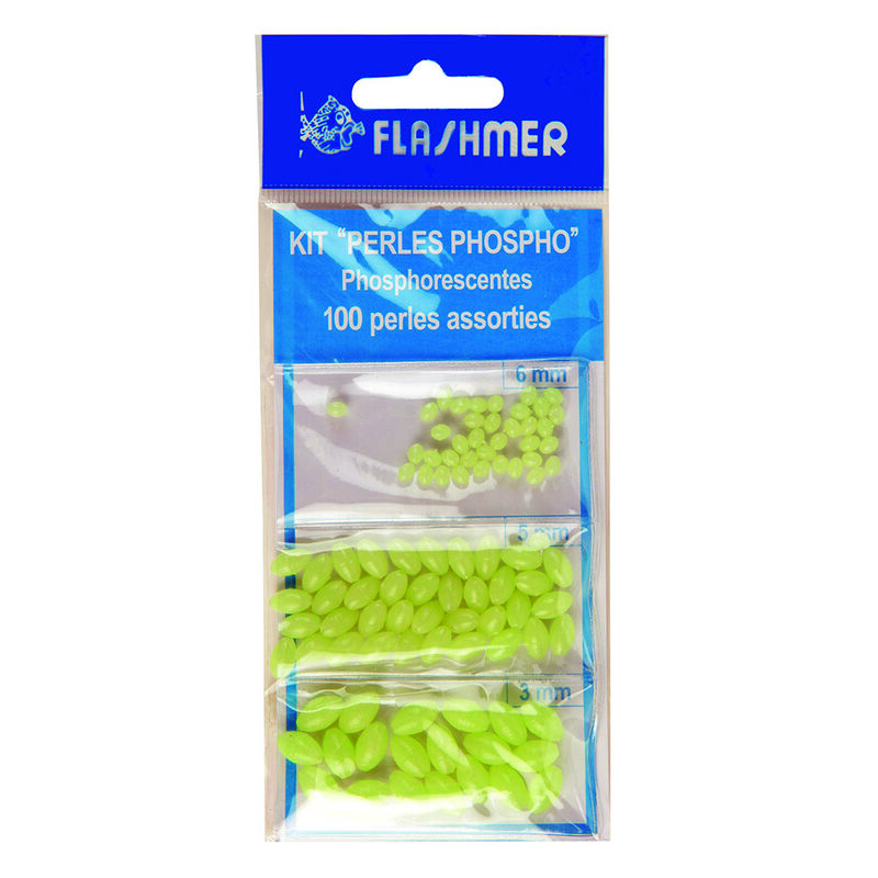 Kit 100 perles flashmer phospho (dure) ecoline - Perles | Pacific P&ecirc;che