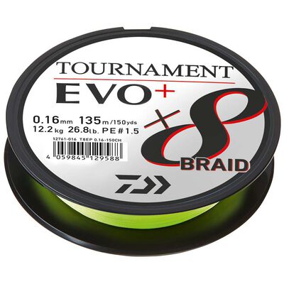 Tresse Daiwa Tournament x8 Braid EVo+ Chartreuse 135m - Tresses | Pacific Pêche