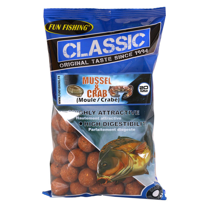 Bouillettes FunFishing Classic moule/crab 20mm 800g - Denses | Pacific Pêche