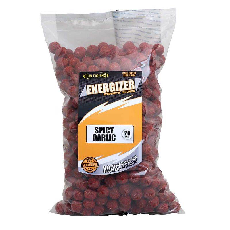 Bouillette carpe funfishing energizer spicy garlic 20mm 5kg - Denses | Pacific P&ecirc;che