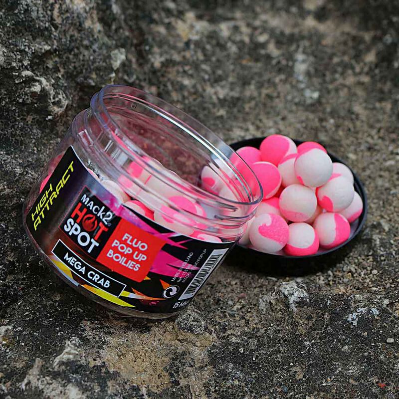 Bouillettes flottantes mack2 mega crab high attract fluo pop up two tone - Flottantes | Pacific P&ecirc;che