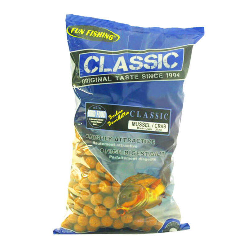 Bouillettes carpe fun fishing classic moule/crab 20mm 4kg - Denses | Pacific Pêche