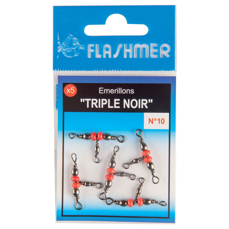 Emerillons flashmer triple noir (pochette de 5) - Emerillons mer | Pacific Pêche