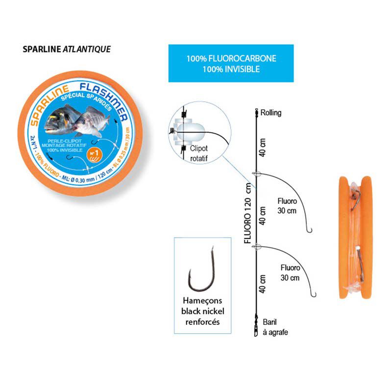 Bas de ligne Flashmer Sparline Atlantique 2 hame&ccedil;ons - Bas de Lignes / Lignes Mont&eacute;es | Pacific P&ecirc;che