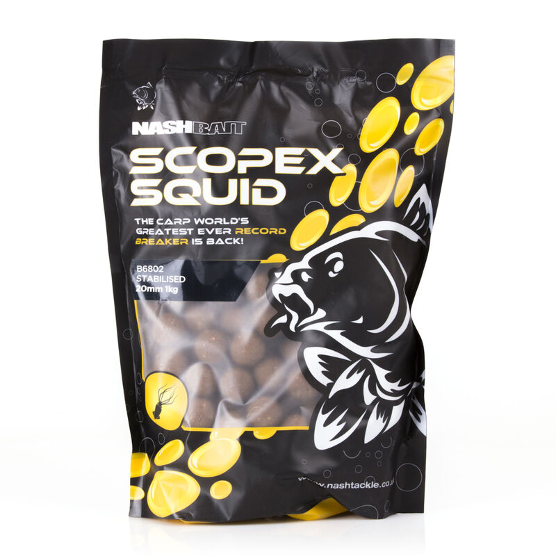 Bouillettes carpe nashbait scopex squid stabilised boilies 20mm - Denses | Pacific P&ecirc;che